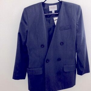 Grey Suit Jacket Skirt Petite Size 8 NWT